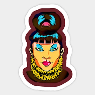 Asian Woman with Bangs and hair bun Sticker